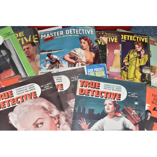 388 - THREE BOXES OF VINTAGE MAGAZINES, to include 1950's and 1960's True Detectives, Master Detective, 19... 