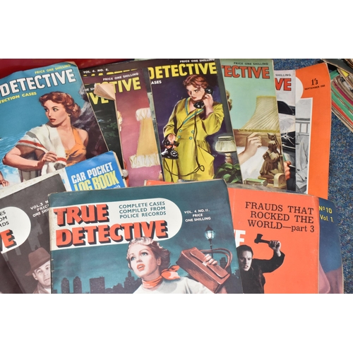 388 - THREE BOXES OF VINTAGE MAGAZINES, to include 1950's and 1960's True Detectives, Master Detective, 19... 