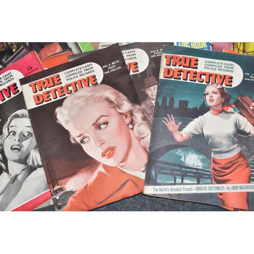 388 - THREE BOXES OF VINTAGE MAGAZINES, to include 1950's and 1960's True Detectives, Master Detective, 19... 