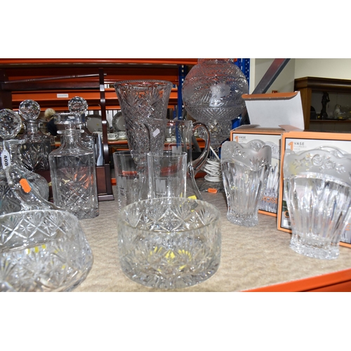 408 - A GROUP OF CUT GLASS AND MISCELLANEOUS ITEMS, to include a Bell's scotch whisky decanter with origin... 