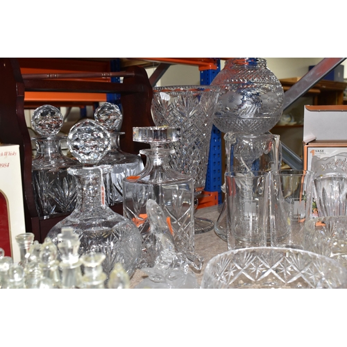 408 - A GROUP OF CUT GLASS AND MISCELLANEOUS ITEMS, to include a Bell's scotch whisky decanter with origin... 