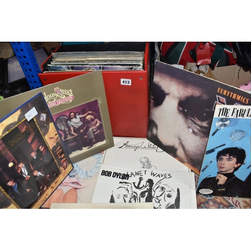 413 - THREE CASES OF LPS, artist include Roxy Music, Duran Duran, Eurythmics, Thompson Twins, Spandau Ball... 