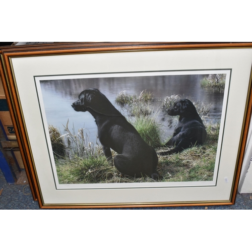 422 - SIX SIGNED LIMITED EDITION BLACK LABRADOR PRINTS, comprising five Nigel Hemming prints, 'Ladies in w... 