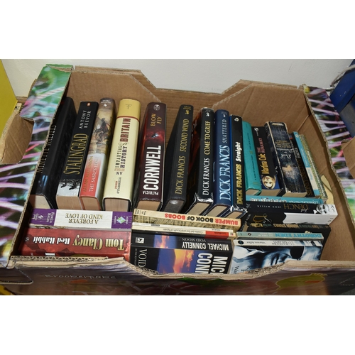 424 - NINE BOXES OF VINTAGE AND MODERN BOOKS comprising a group of historical fiction novels to include wr... 