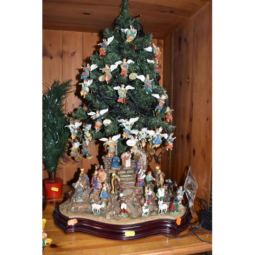 427 - TWO BOXES AND LOOSE CHRISTMAS DECORATIONS to include a Bradford Exchange 'Thomas Kinkade Village Chr... 