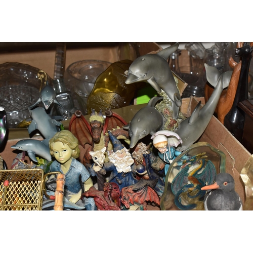 436 - SIX BOXES AND LOOSE ASSORTED ORNAMENTS to include a box of fantasy themed ornaments to include drago... 