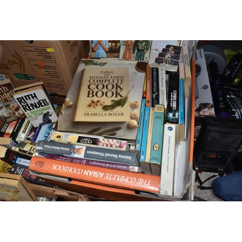 438 - SIX BOXES OF BOOKS comprising approximately two hundred books to include a large quantity of paperba... 