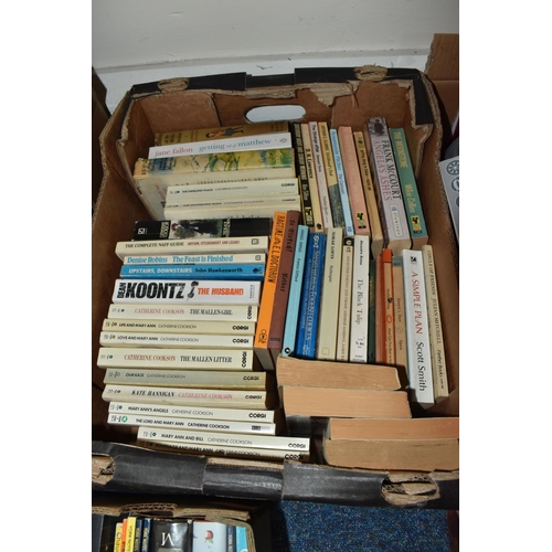 438 - SIX BOXES OF BOOKS comprising approximately two hundred books to include a large quantity of paperba... 