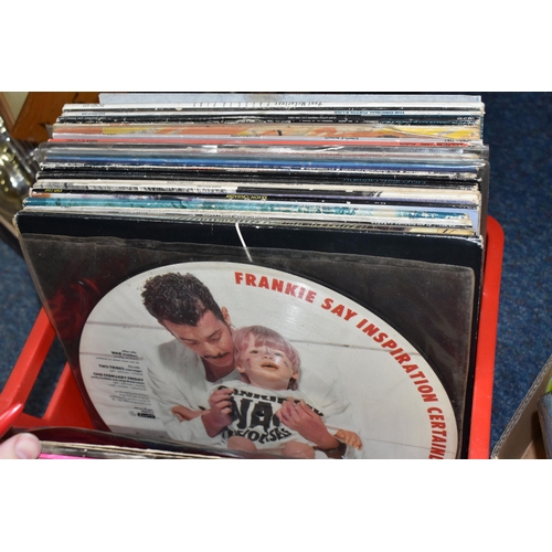 444 - A BOX OF RECORDS OF APPROXIMATELY FIFTY MOSTLY 1970s AND 1980s LPS to  include The Beatles 'White Al... 