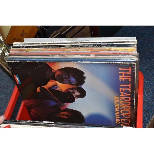 444 - A BOX OF RECORDS OF APPROXIMATELY FIFTY MOSTLY 1970s AND 1980s LPS to  include The Beatles 'White Al... 