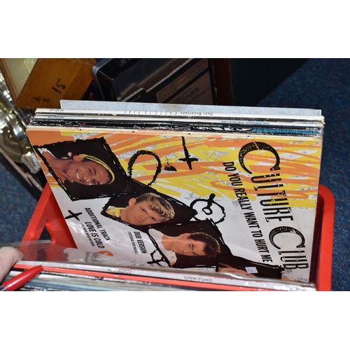 444 - A BOX OF RECORDS OF APPROXIMATELY FIFTY MOSTLY 1970s AND 1980s LPS to  include The Beatles 'White Al... 