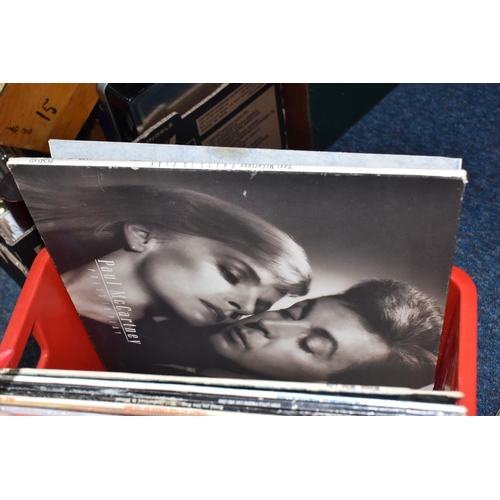 444 - A BOX OF RECORDS OF APPROXIMATELY FIFTY MOSTLY 1970s AND 1980s LPS to  include The Beatles 'White Al... 