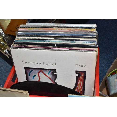 444 - A BOX OF RECORDS OF APPROXIMATELY FIFTY MOSTLY 1970s AND 1980s LPS to  include The Beatles 'White Al... 