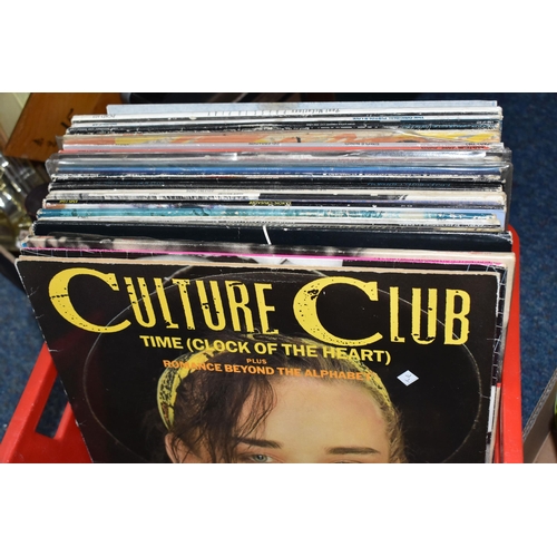 444 - A BOX OF RECORDS OF APPROXIMATELY FIFTY MOSTLY 1970s AND 1980s LPS to  include The Beatles 'White Al... 