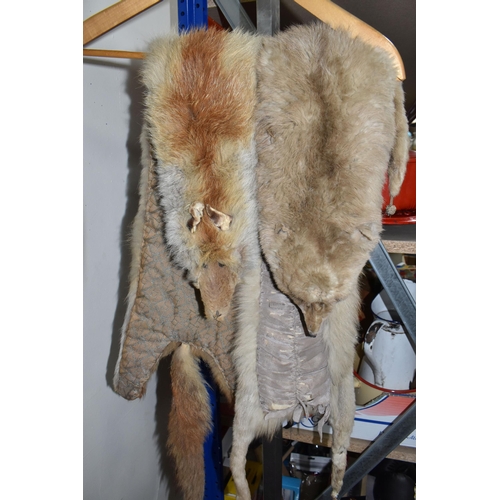 451 - A BOX AND LOOSE LADIES' CLOTHING AND ACCESSORIES, comprising a vintage Jontique faux fur jacket, siz... 