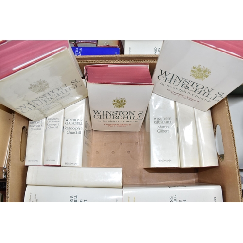 460 - TWO BOXES OF BOOKS ON WINSTON CHURCHILL by Churchill; Randolph S. & Gilbert; Martin, comprising Comp... 