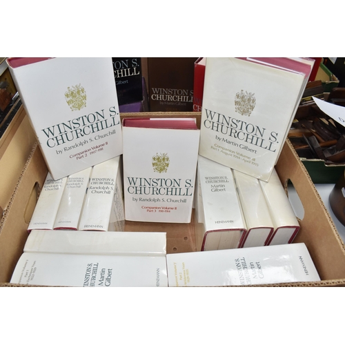 460 - TWO BOXES OF BOOKS ON WINSTON CHURCHILL by Churchill; Randolph S. & Gilbert; Martin, comprising Comp... 