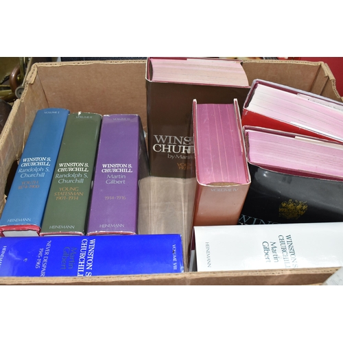 460 - TWO BOXES OF BOOKS ON WINSTON CHURCHILL by Churchill; Randolph S. & Gilbert; Martin, comprising Comp... 