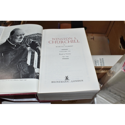 460 - TWO BOXES OF BOOKS ON WINSTON CHURCHILL by Churchill; Randolph S. & Gilbert; Martin, comprising Comp... 