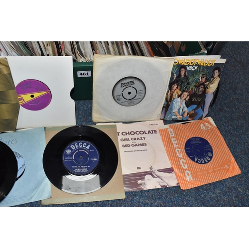 461 - TWO BOXES OF SINGLES RECORDS, over two hundred records, mainly in plain sleeves, by artists to inclu... 