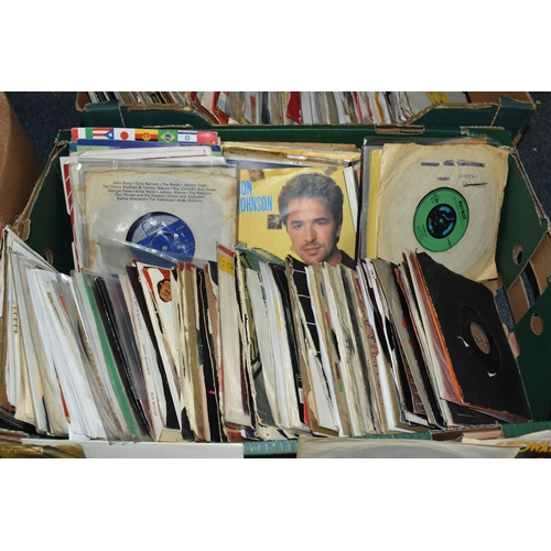 461 - TWO BOXES OF SINGLES RECORDS, over two hundred records, mainly in plain sleeves, by artists to inclu... 