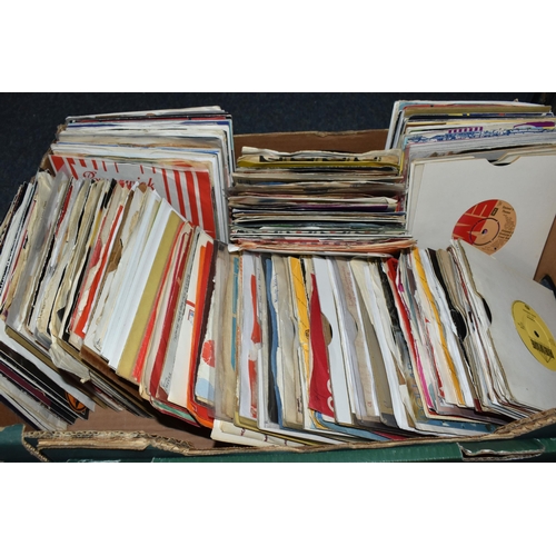 461 - TWO BOXES OF SINGLES RECORDS, over two hundred records, mainly in plain sleeves, by artists to inclu... 