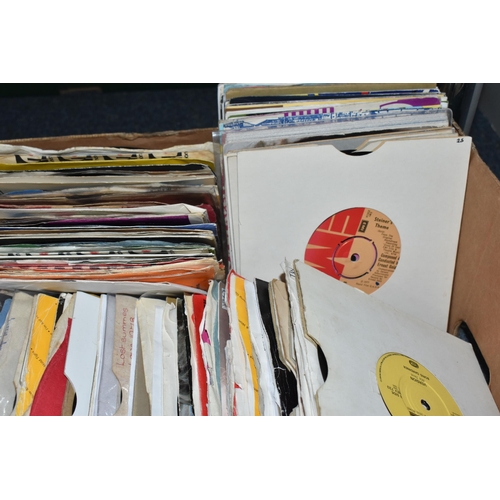 461 - TWO BOXES OF SINGLES RECORDS, over two hundred records, mainly in plain sleeves, by artists to inclu... 