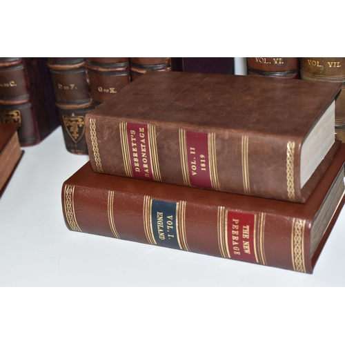 462 - ONE BOX OF LEATHER-BOUND ANTIQUARIAN BOOKS ON GENEALOGY, comprising eight vols. of Complete Peerage ... 