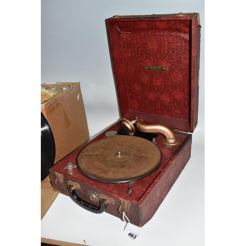 463 - A BOX AND LOOSE GRAMOPHONE AND 78RPM RECORDS, to include a portable Wondertone gramophone, together ... 