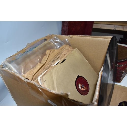 463 - A BOX AND LOOSE GRAMOPHONE AND 78RPM RECORDS, to include a portable Wondertone gramophone, together ... 