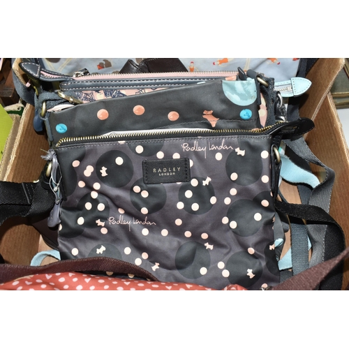 477 - ONE BOX OF LADIES' RADLEY BAGS AND PURSES to include four medium crossbody bags, seven small crossbo... 