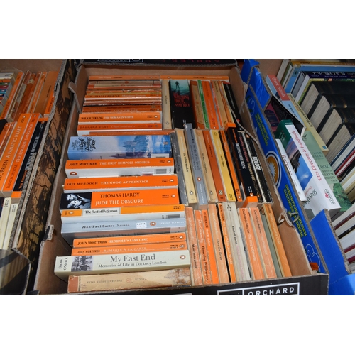 485 - EIGHT BOXES OF BOOKS containing over 300 miscellaneous titles in hardback and paperback formats, sub... 