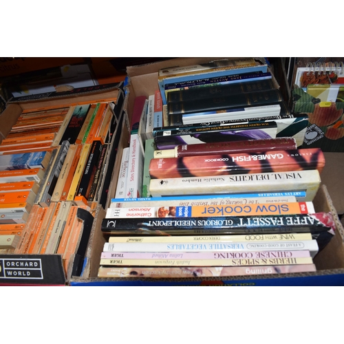 485 - EIGHT BOXES OF BOOKS containing over 300 miscellaneous titles in hardback and paperback formats, sub... 