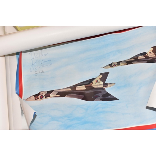 375 - MILITARY AVIATION PRINTS ETC, comprising a print of a Douglas Bader's Spitfire produced to celebrate... 