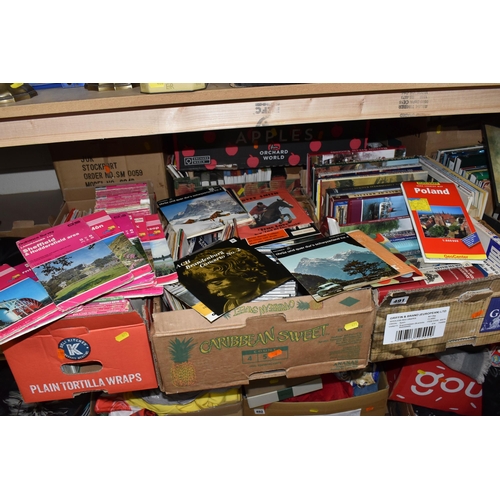 491 - NINE BOXES OF BOOKS AND CDS to include a box of ordnance survey maps, a book of railway junction dia... 