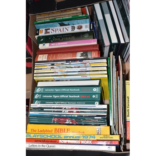 491 - NINE BOXES OF BOOKS AND CDS to include a box of ordnance survey maps, a book of railway junction dia... 