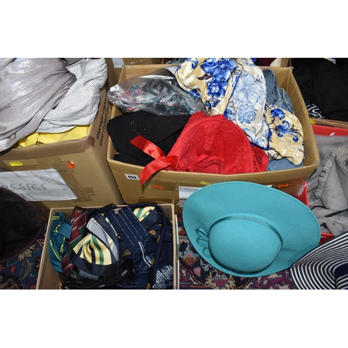 492 - TEN BOXES OF MOSTLY WOMEN'S CLOTHES to include two boxes of dresses from various manufacturers to in... 