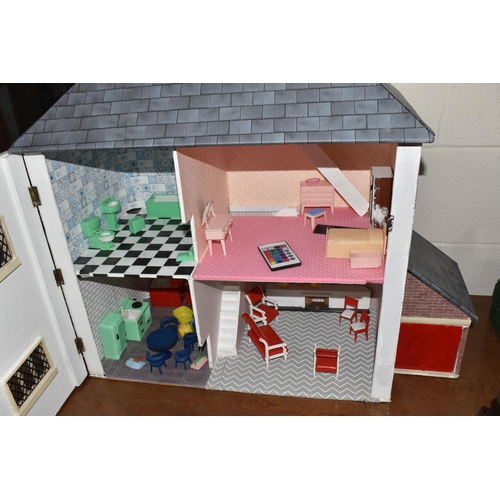 500 - A DOLLS HOUSE AND TWO TONKA VEHICLES, comprising front opening dolls house, four rooms inside, the r... 