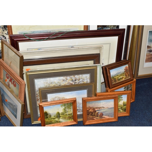 510 - A QUANTITY OF PICTURES AND PRINTS ETC, to include two late 20th century landscape oils on canvas, tw... 