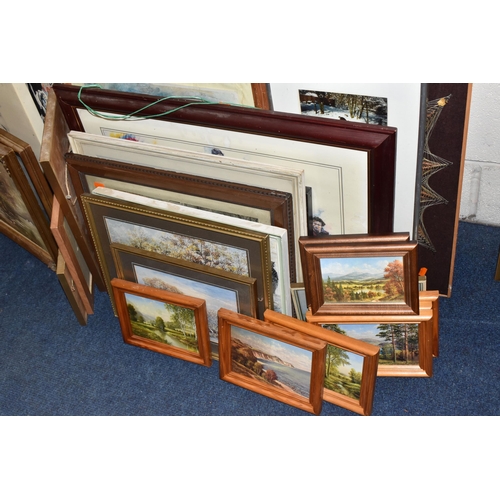 510 - A QUANTITY OF PICTURES AND PRINTS ETC, to include two late 20th century landscape oils on canvas, tw... 