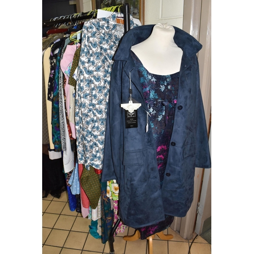 517 - A QUANTITY OF MODERN AND VINTAGE LADIES' CLOTHING, to include coats, dresses and blouses, brands  An... 