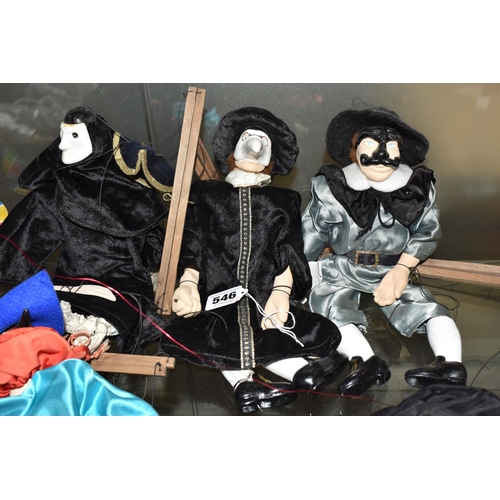 546 - A GROUP OF EIGHT VINTAGE CONTINENTAL 'COMMEDIA DELL'ARTE' MARIONETTE PUPPETS comprising eight differ... 