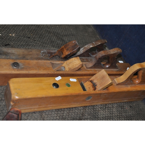 1063 - A COLLECTION OF FIVE VINTAGE WOODEN PLANES including a compassing coffin plane, a coffin plane (with... 