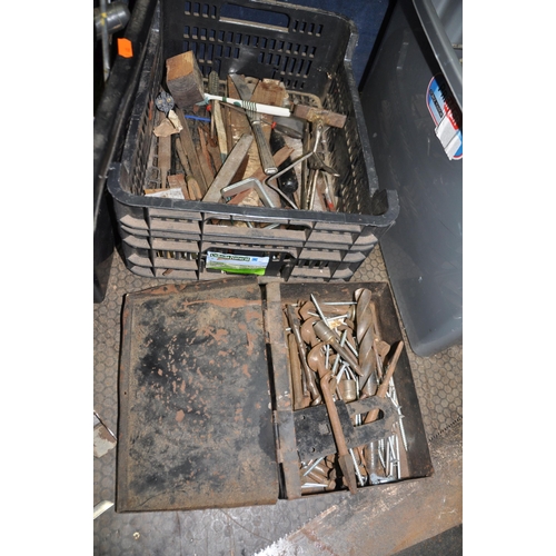 1065 - FIVE TRAYS CONTAINING HAND TOOLS including Draper clamps, files, rasps, gouges, chisels, hammers, ma... 