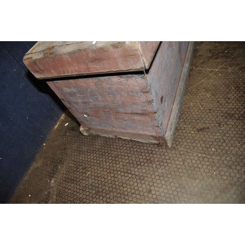 1080 - A VINTAGE PINE TOOLCHEST width 92cm depth 30cm height 35cm, Condition Report: split to top, one side... 