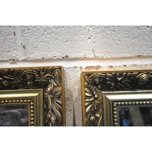 1217 - TWO RECTANGULAR GILT FRAME WALL MIRRORS, 85cm x 81cm (condition report: general signs of wear to fra... 