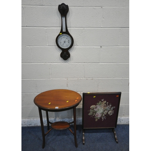 1220 - AN EDWARDIAN MAHOGANY OVAL OCCASIONAL TABLE, raised on shaped legs, united by an undershelf, width 6... 