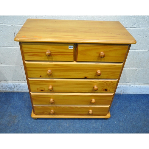 1226 - A MODERN PINE CHEST OF TWO SHORT OVER FOUR LONG DRAWERS, width 83cm x depth 43cm x height 93cm (cond... 