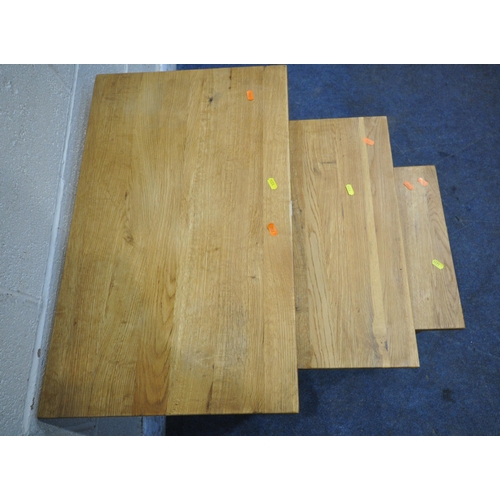 1234 - A SOLID OAK NEST OF THREE TABLES, largest table width 70cm x 43cm x height 60cm (condition report: m... 