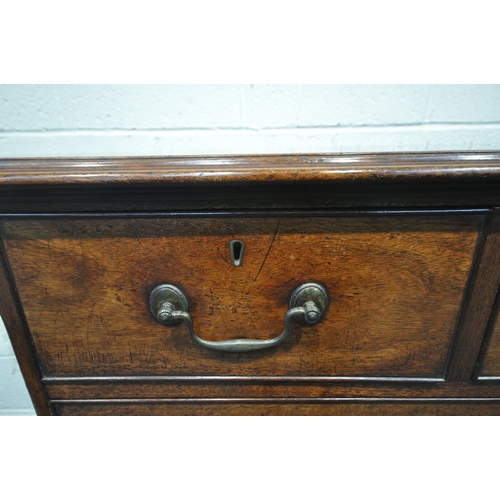 1240 - A GEORGIAN MAHOGANY CHEST OF THREE SHORT OVER THREE LONG DRAWERS, raised on bracket feet, width 122c... 